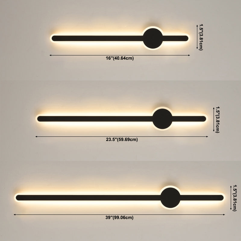 Forme linéaire Mur en métal Gamique de style moderne Lumière de mur de lumière unique en noir