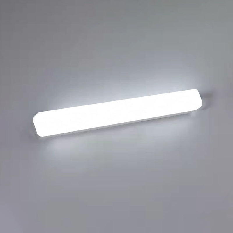 Linear Shape Metal Wall Sconce Modern 1 Light Mirror Wall Mount Light Fixture in White