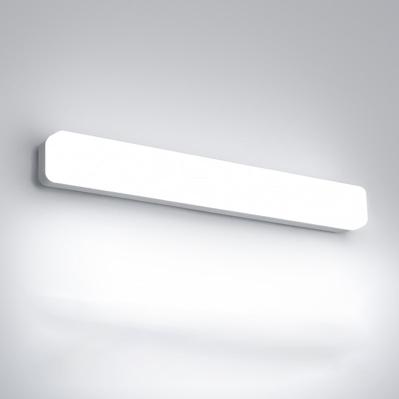 Linear Shape Metal Wall Sconce Modern 1 Light Mirror Wall Mount Light Fixture in White