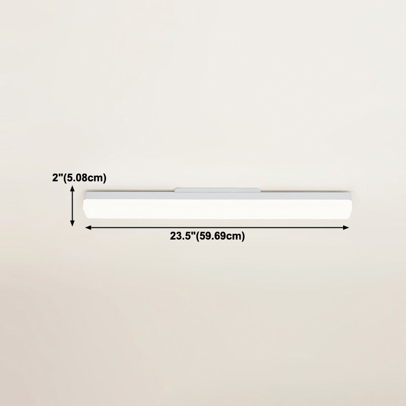 Linear Shape Metal Wall Sconce Modern 1 Light Mirror Wall Mount Light Fixture in White