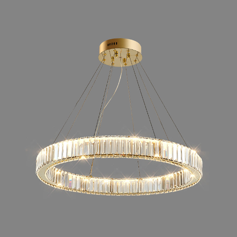 Round Shape Crystal Chandelier Modern Stainless Steel Down Lighting Pendant for Study