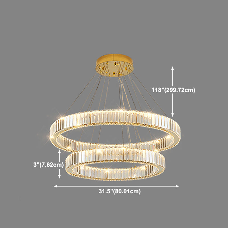 Round Shape Crystal Chandelier Modern Stainless Steel Down Lighting Pendant for Study
