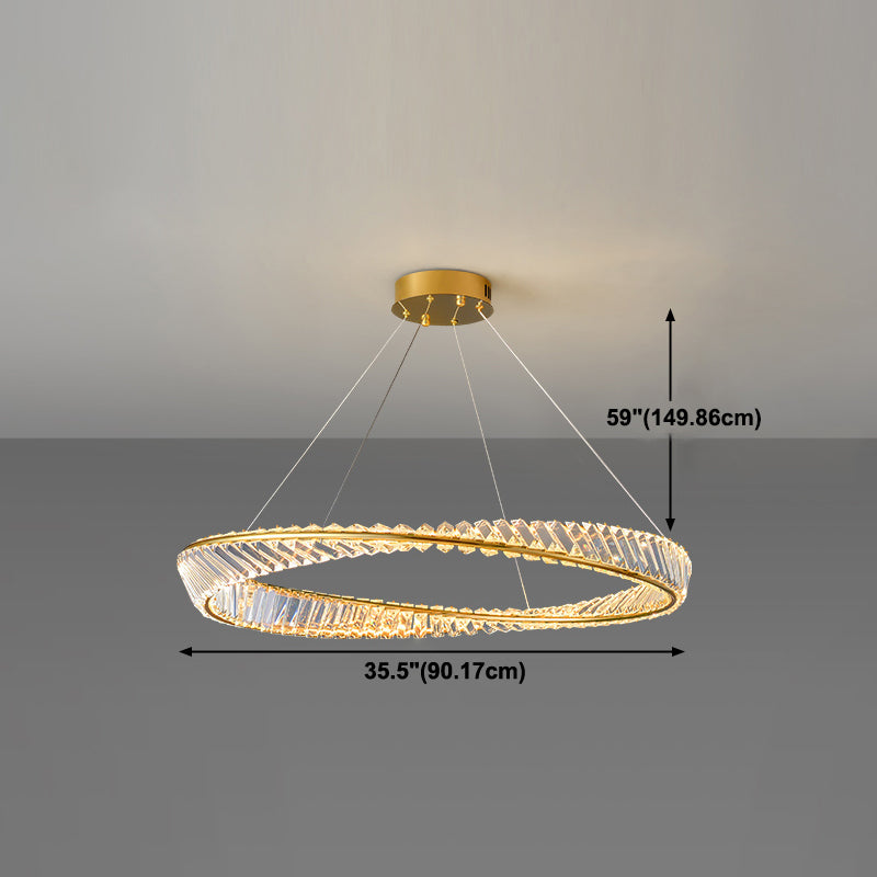 Round Shape Crystal Chandelier Modern Stainless Steel Down Lighting Pendant for Bedroom