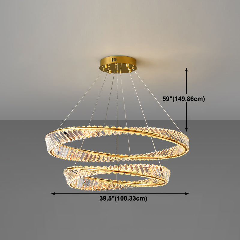 Round Shape Crystal Chandelier Modern Stainless Steel Down Lighting Pendant for Bedroom