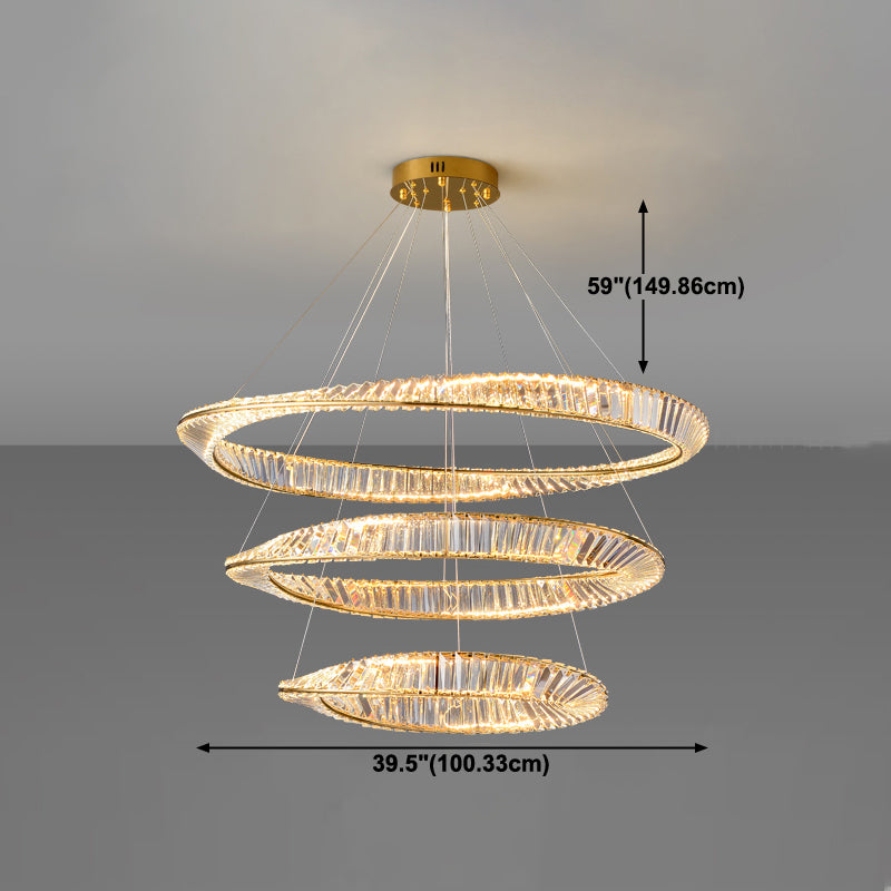 Round Shape Crystal Chandelier Modern Stainless Steel Down Lighting Pendant for Bedroom