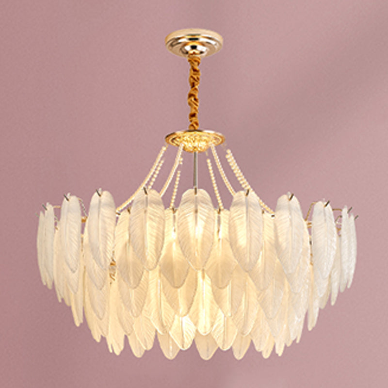 Costilla de iluminación moderna de lámpara de forma de pluma con pantalla de lámpara de vidrio para estudiar