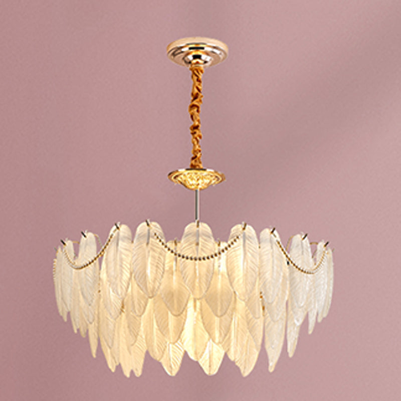 Costilla de iluminación moderna de lámpara de forma de pluma con pantalla de lámpara de vidrio para estudiar