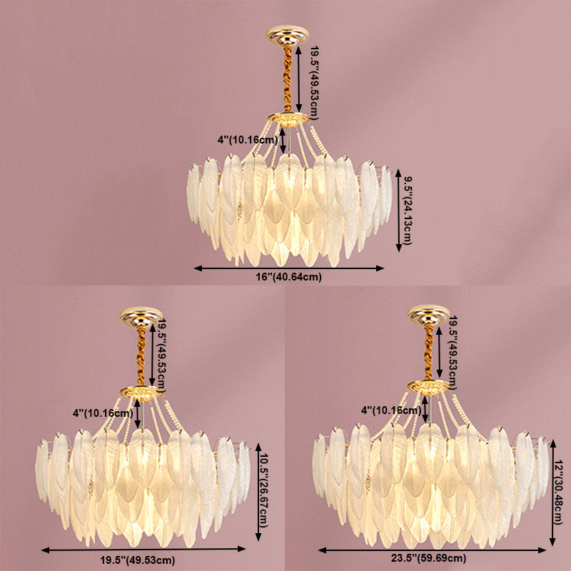 Costilla de iluminación moderna de lámpara de forma de pluma con pantalla de lámpara de vidrio para estudiar