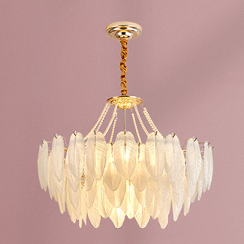 Costilla de iluminación moderna de lámpara de forma de pluma con pantalla de lámpara de vidrio para estudiar