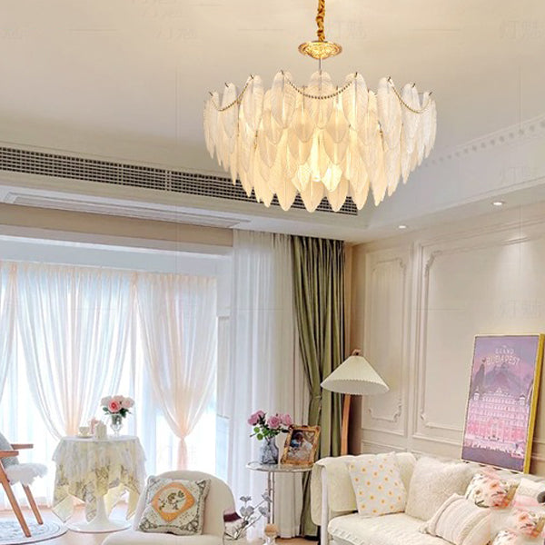 Costilla de iluminación moderna de lámpara de forma de pluma con pantalla de lámpara de vidrio para estudiar