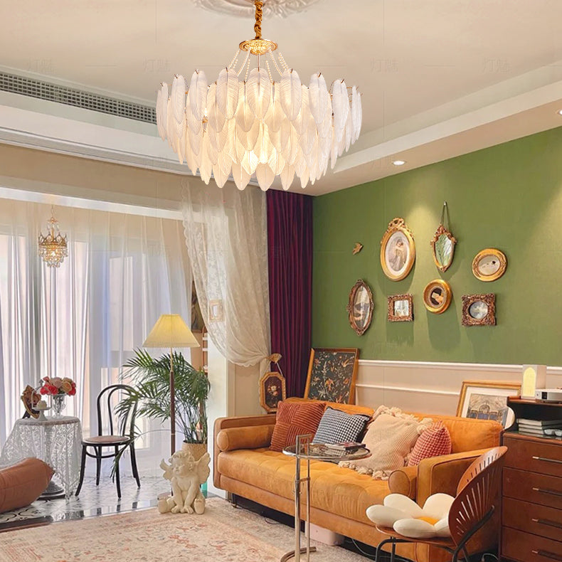 Costilla de iluminación moderna de lámpara de forma de pluma con pantalla de lámpara de vidrio para estudiar