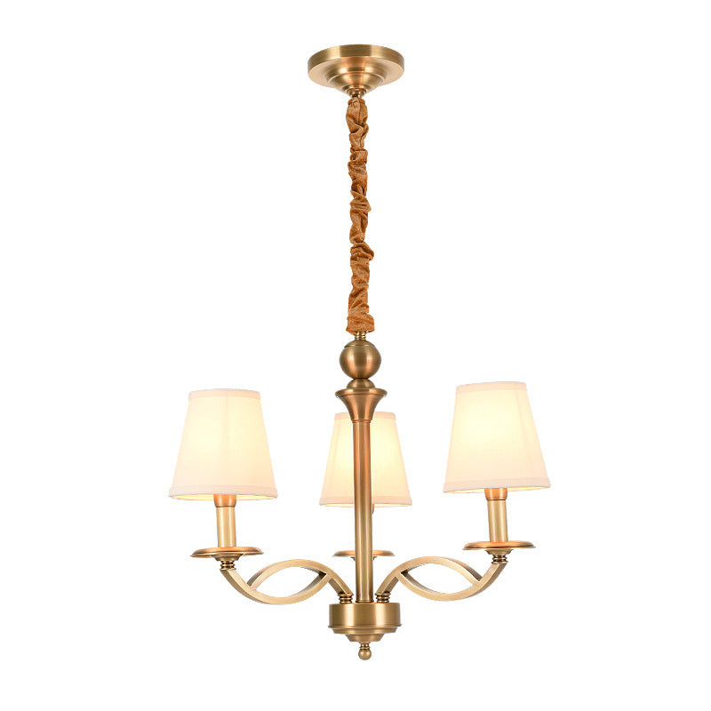 Traditional Ceiling Pendant Light Cone Fabric Ceiling Hung Fixtures in Copper