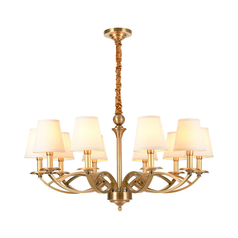 Traditional Ceiling Pendant Light Cone Fabric Ceiling Hung Fixtures in Copper