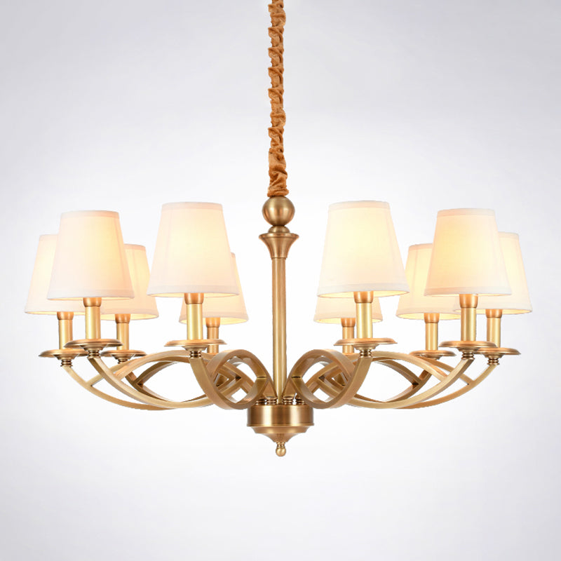 Traditional Ceiling Pendant Light Cone Fabric Ceiling Hung Fixtures in Copper