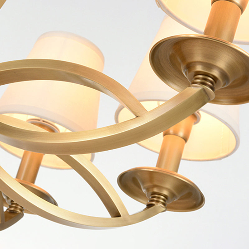 Traditional Ceiling Pendant Light Cone Fabric Ceiling Hung Fixtures in Copper