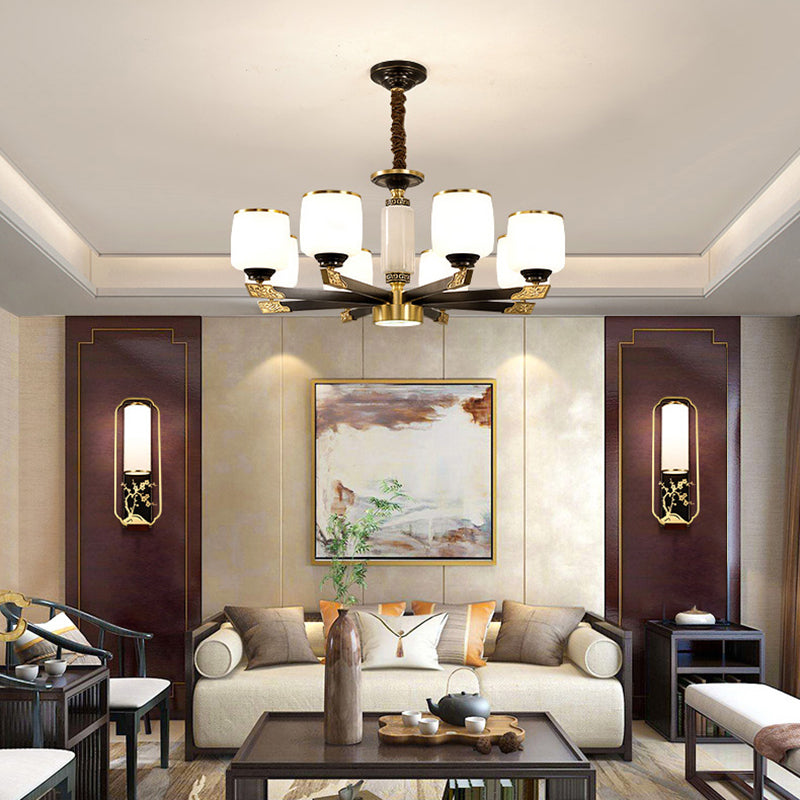 Multi Light Cylindrical Branch Hanging Pendant Modern Style Metal Hanging Lighting