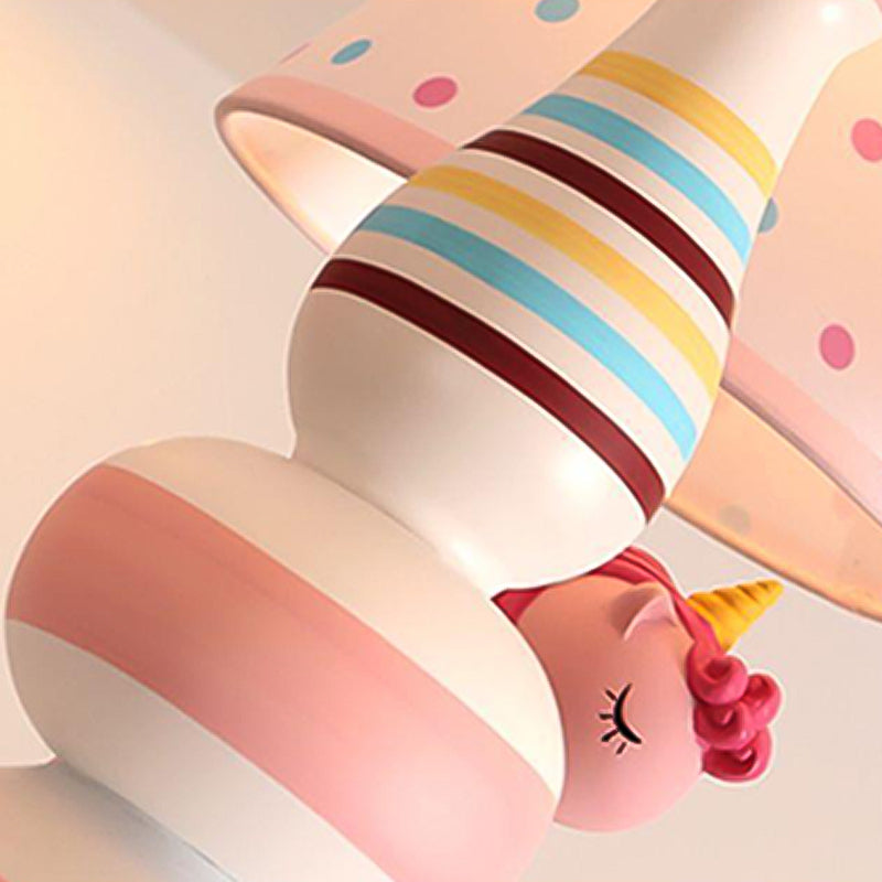 Cartoon Unicorn Ceiling Hung Fixture Metal Children's Room Down Lighting Pendant