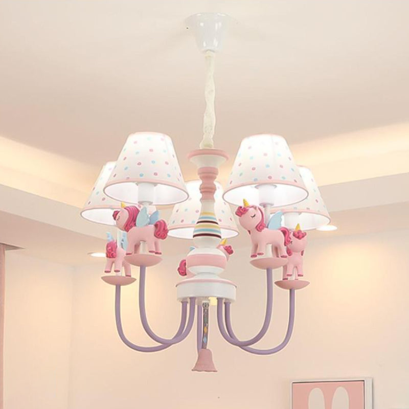 Cartoon Unicorn Ceiling Hung Fixture Metal Children's Room Down Lighting Pendant