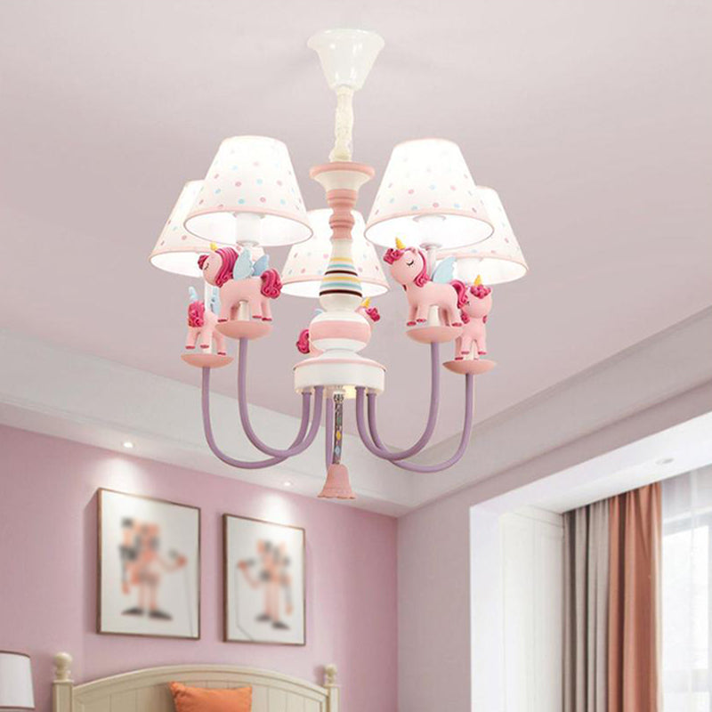 Cartoon Unicorn Ceiling Hung Fixture Metal Children's Room Down Lighting Pendant