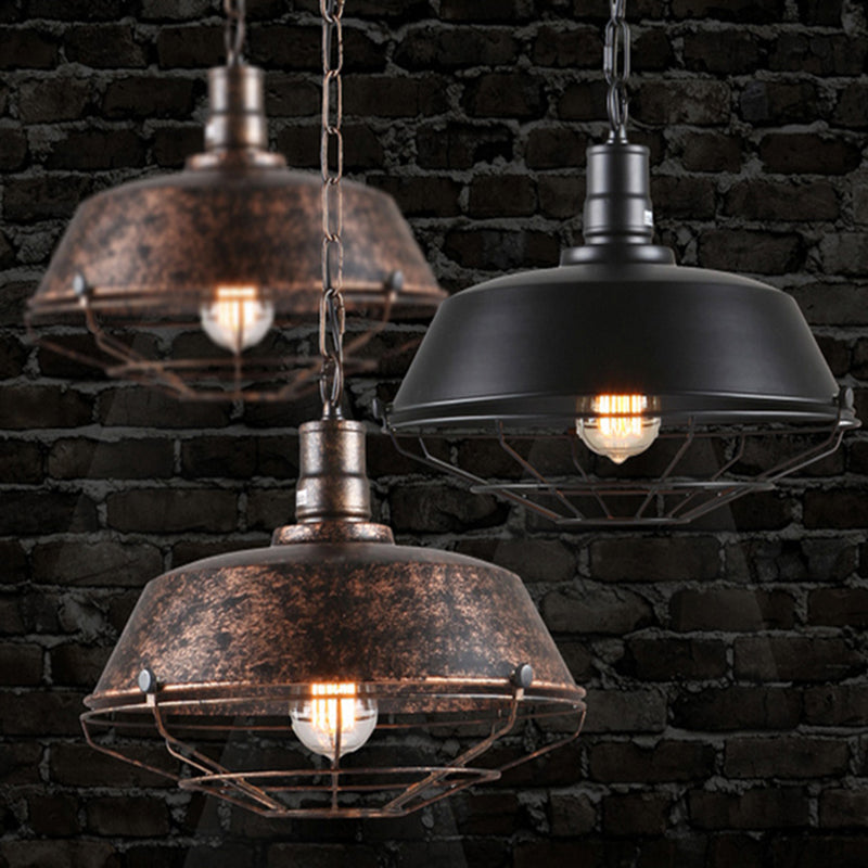 Luce a sospensione in ferro battuto a 1 luce vintage fienile a soffitto per la barra