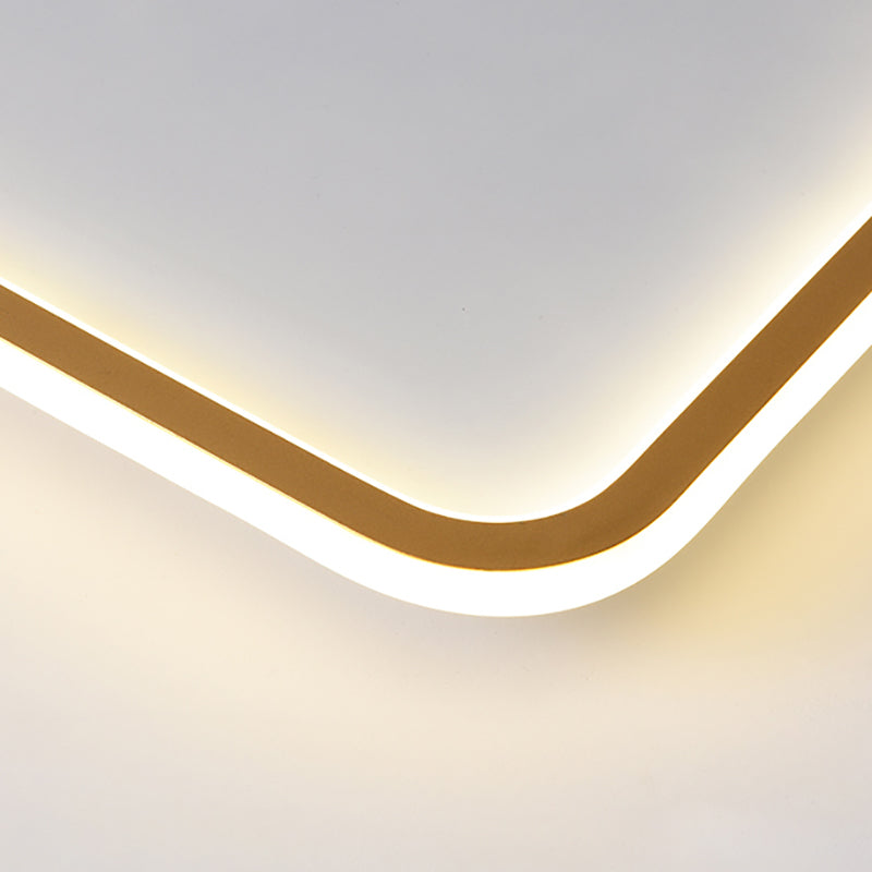 Modern LED Flush Mount Light Fixture Gold Geometry Ceiling Light Fixture with Metal