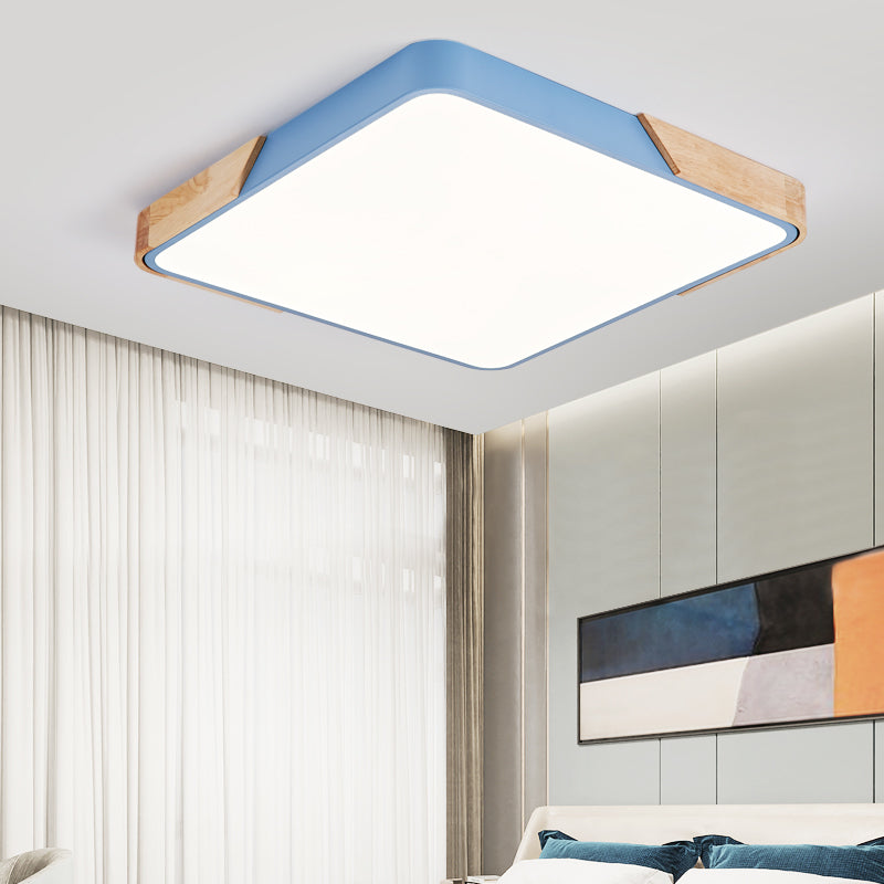 Square LED Flush Mount Light Fixture Nordic-Style Metal Ceiling Mount Lamp Fixture