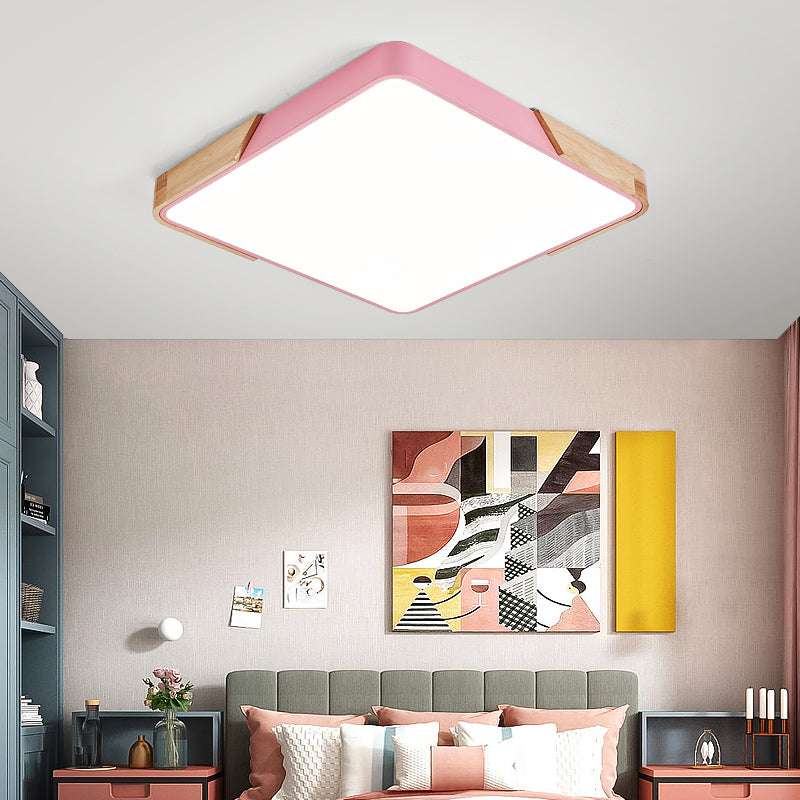 Square LED Flush Mount Light Fixture Nordic-Style Metal Ceiling Mount Lamp Fixture