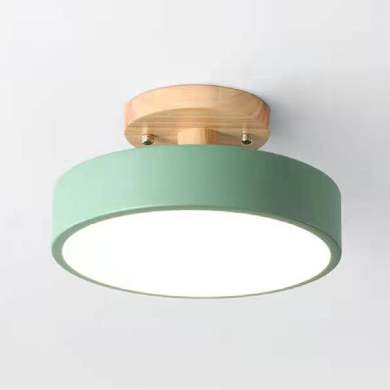 Halbbündig montierte Leuchte aus Trommelholz, schlichter LED-Deckenmontage-Beleuchtung