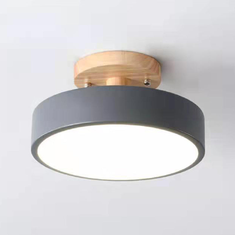 Halbbündig montierte Leuchte aus Trommelholz, schlichter LED-Deckenmontage-Beleuchtung