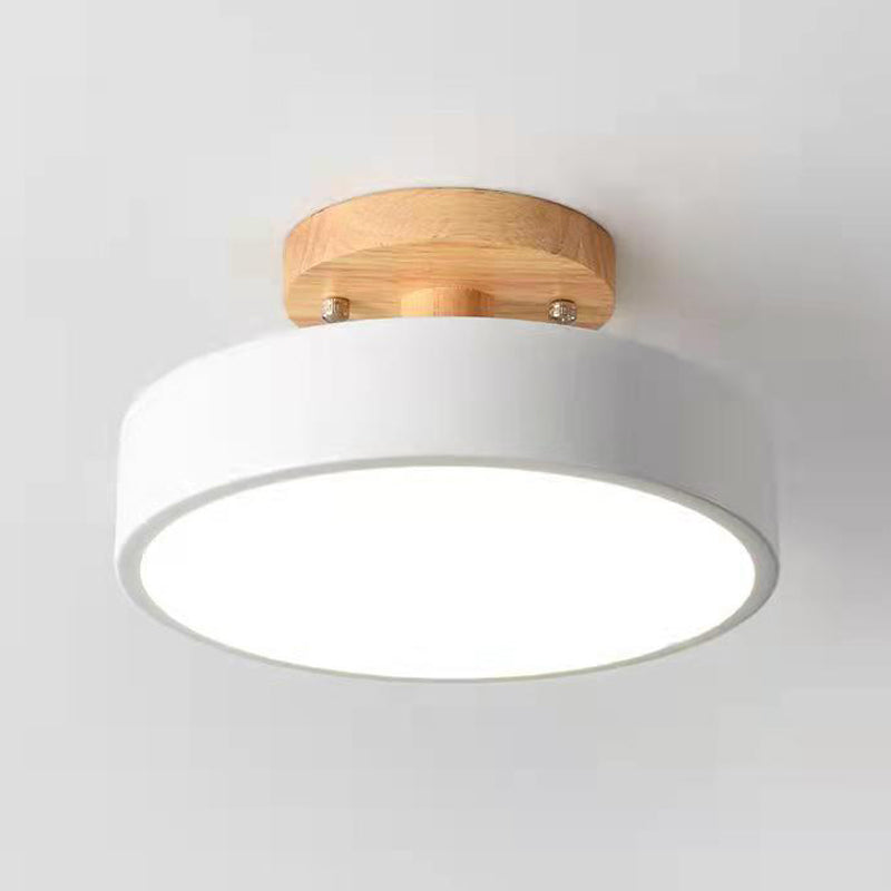 Halbbündig montierte Leuchte aus Trommelholz, schlichter LED-Deckenmontage-Beleuchtung