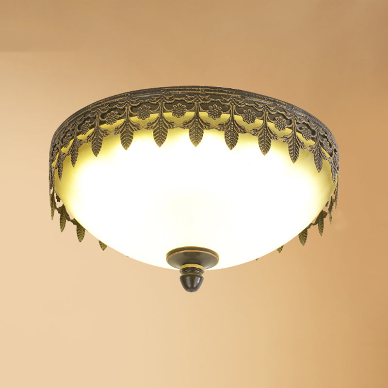 Glass Dome Flush Mount Light Fixture Traditional Living Room LED Ceiling Mount Lighting