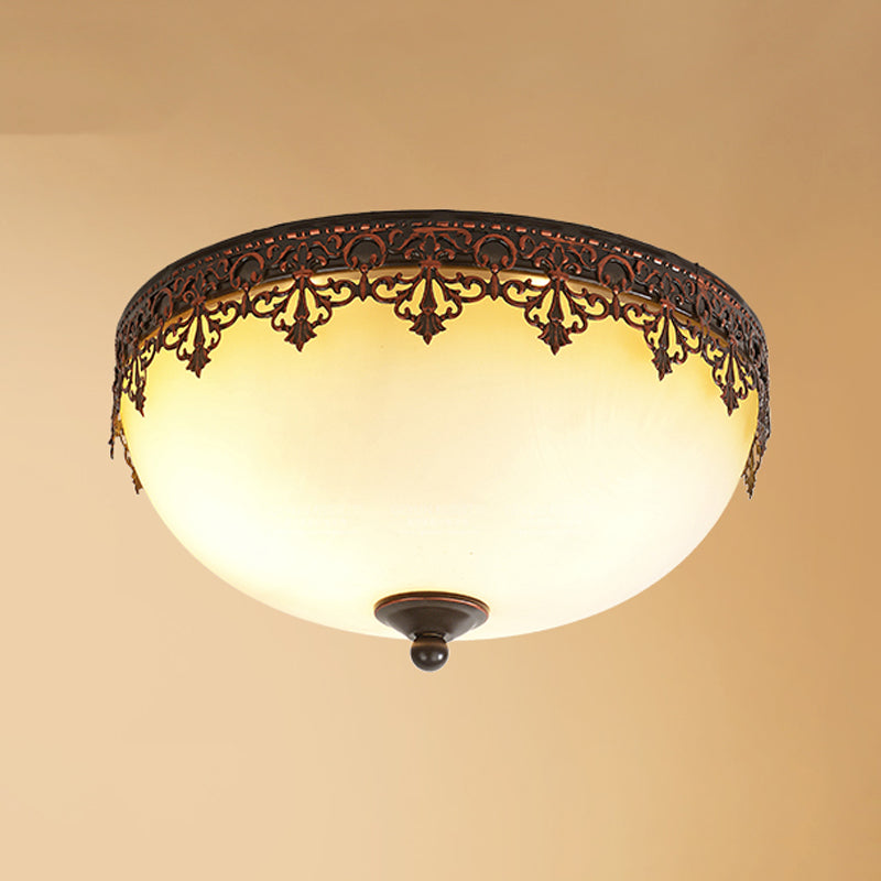 Glass Dome Flush Mount Light Fixture Traditional Living Room LED Ceiling Mount Lighting