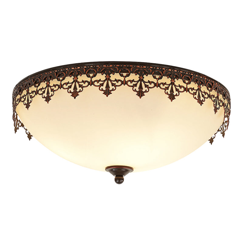 Glass Dome Flush Mount Light Fixture Traditional Living Room LED Ceiling Mount Lighting