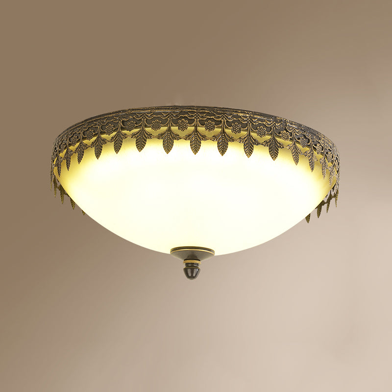 Glass Dome Flush Mount Light Fixture Traditional Living Room LED Ceiling Mount Lighting