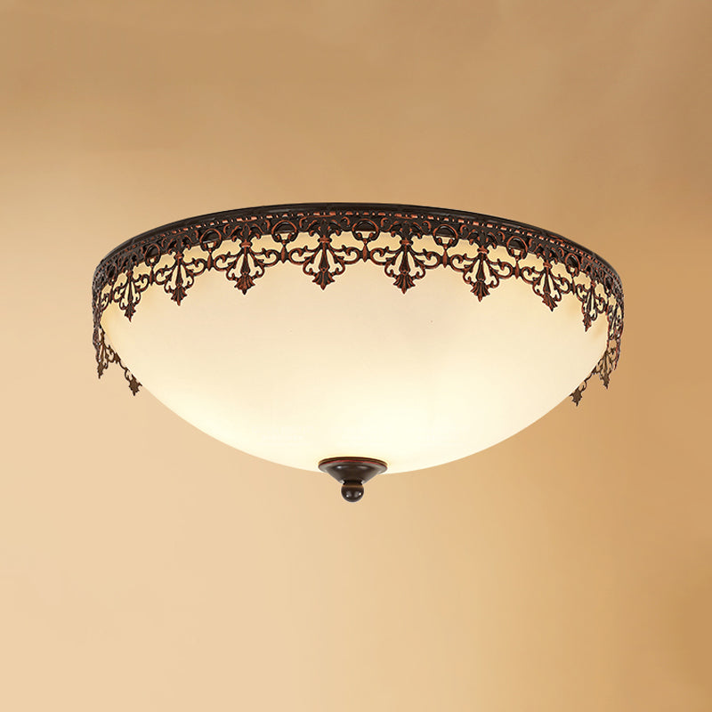 Glass Dome Flush Mount Light Fixture Traditional Living Room LED Ceiling Mount Lighting