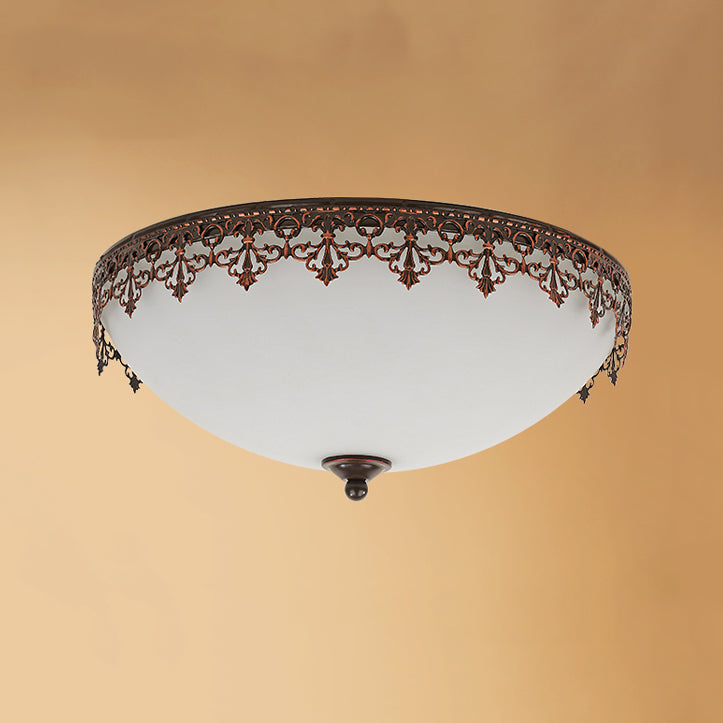 Glass Dome Flush Mount Light Fixture Traditional Living Room LED Ceiling Mount Lighting