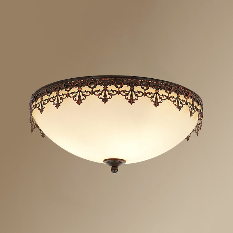 Glass Dome Flush Mount Light Fixture Traditional Living Room LED Ceiling Mount Lighting