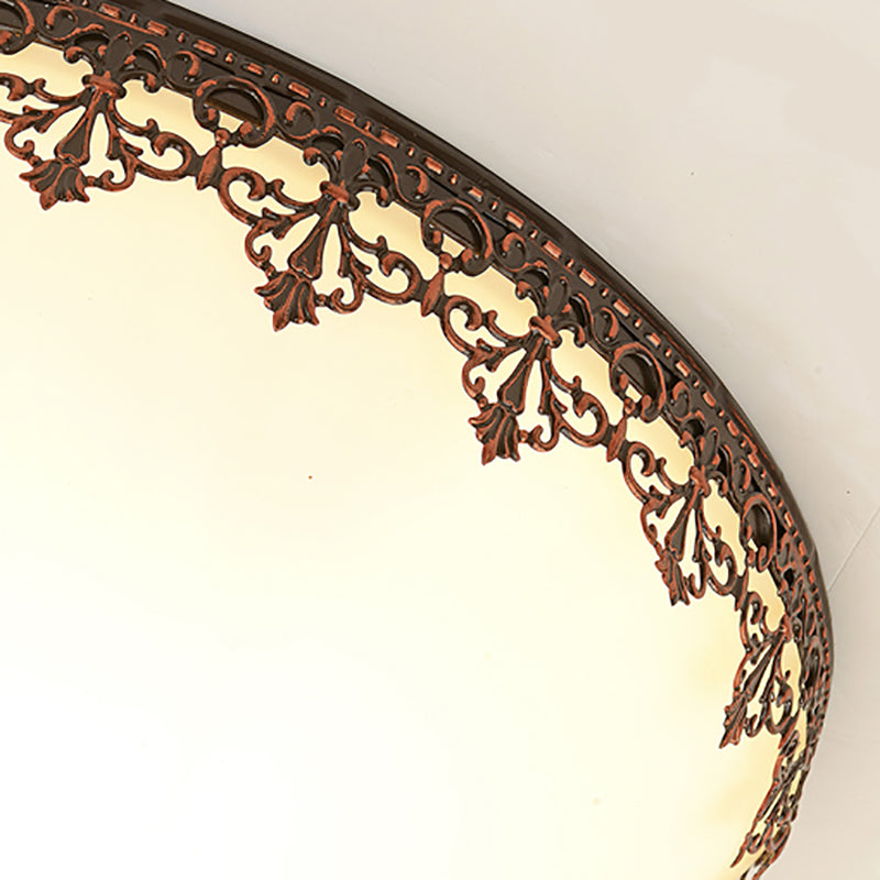 Glass Dome Flush Mount Light Fixture Traditional Living Room LED Ceiling Mount Lighting