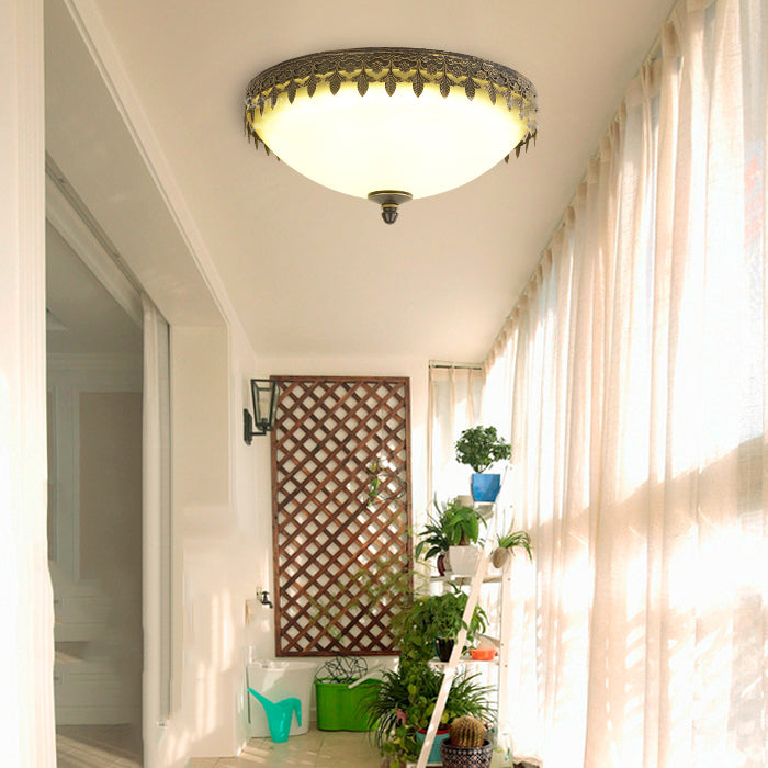 Glass Dome Flush Mount Light Fixture Traditional Living Room LED Ceiling Mount Lighting