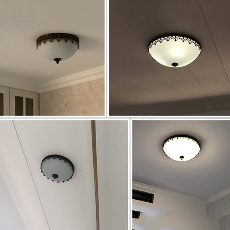 Lampada da incasso a cupola in vetro Illuminazione tradizionale per montaggio a soffitto a LED per soggiorno