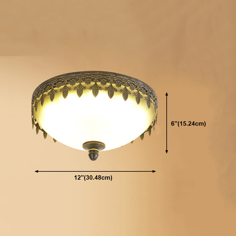 Glass Dome Flush Mount Light Fixture Traditional Living Room LED Ceiling Mount Lighting