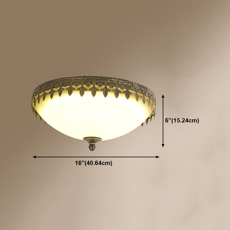 Glass Dome Flush Mount Light Fixture Traditional Living Room LED Ceiling Mount Lighting