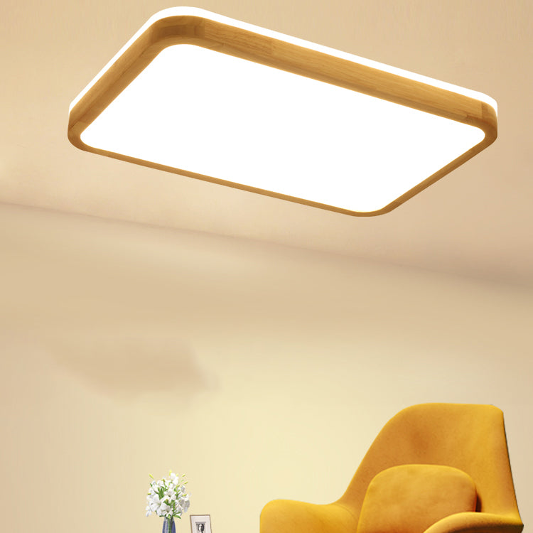 Geometry Wooden Flush Mount Ceiling Lighting Fixture Modern LED Ceiling Light for Bedroom