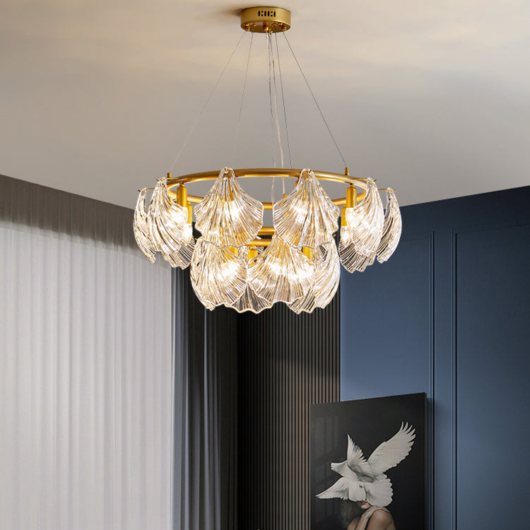 Modern Style Chandelier Lighting Fixtures Glass Metal Shell Shape Chandelier for Bedroom