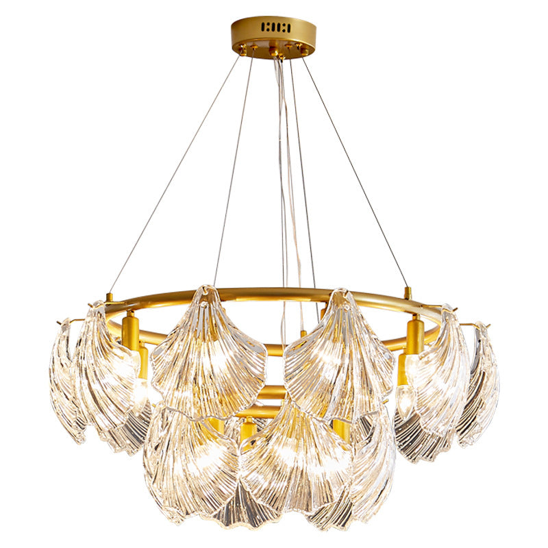 Modern Style Chandelier Lighting Fixtures Glass Metal Shell Shape Chandelier for Bedroom