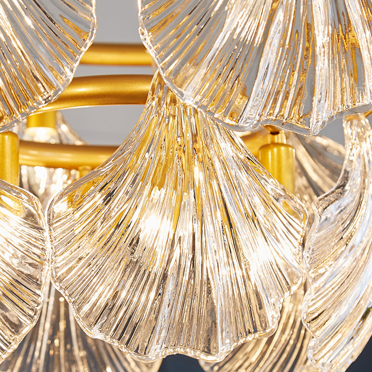 Modern Style Chandelier Lighting Fixtures Glass Metal Shell Shape Chandelier for Bedroom