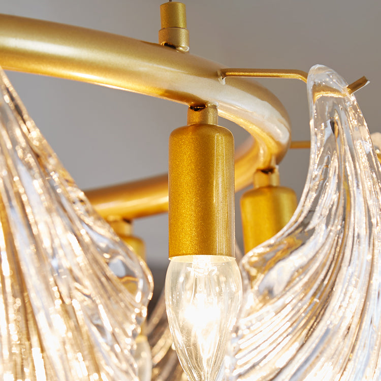 Modern Style Chandelier Lighting Fixtures Glass Metal Shell Shape Chandelier for Bedroom