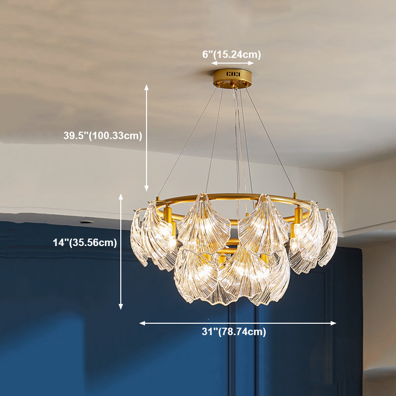 Modern Style Chandelier Lighting Fixtures Glass Metal Shell Shape Chandelier for Bedroom