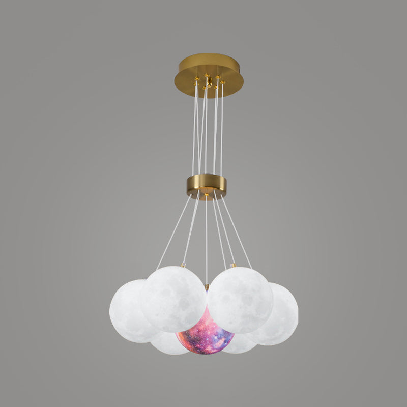 White Plastic Shade Chandelier Lighting Fixture Simple Pendant Light for Living Room