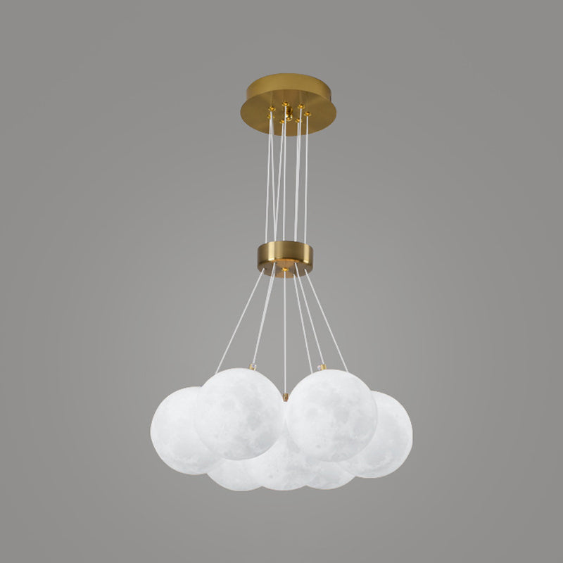 White Plastic Shade Chandelier Lighting Fixture Simple Pendant Light for Living Room